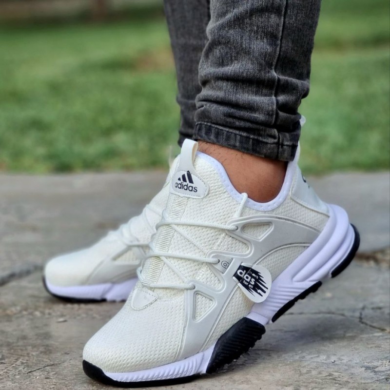 حراج فوق العاده کفش کتونی اسپرت مردانه و پسرانه مدل بافت رنگ سفید تمام بینهایت با کیفیت و مقاوم با ارسال رایگان