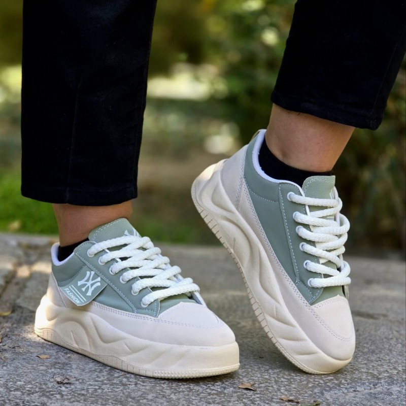 فروش جذاب این هفته کفش کتونی اسپرت زنانه و دخترانه مدل فشیون رنگ کرم سبز بادوام و با کیفیت درجه یک با ارسال رایگان