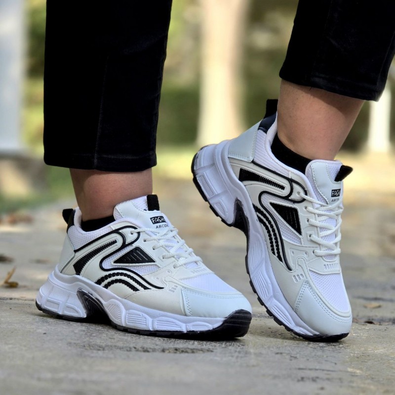 آفر ویژه کفش کتونی دخترانه و زنانه مدل ABCDE رنگ سفید مشکی فوق العاده شیک با ارسال رایگان