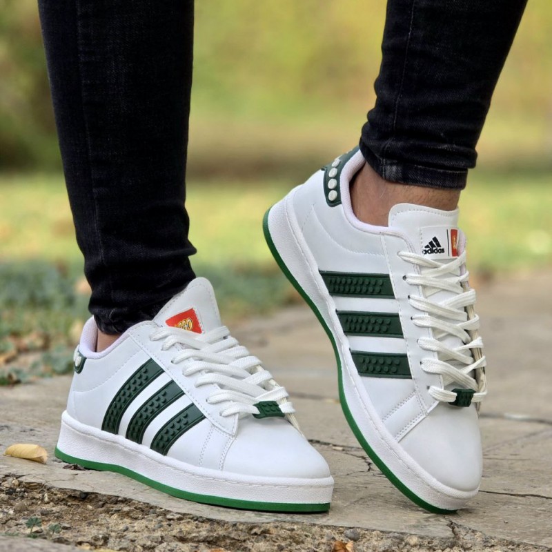 فروش ویژه کفش کتونی اسپرت مردانه و پسرانه مدل لگو lego رنگ سفید سبز فوق العاده جذاب و خاص با ارسال رایگان