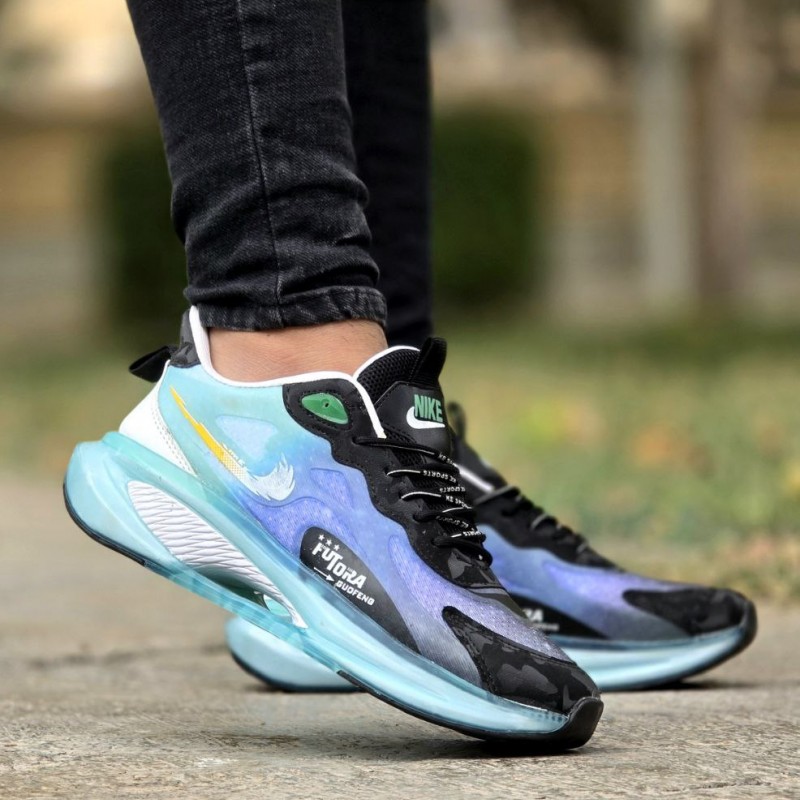 حراج ویژه کفش اسپرت مردانه و پسرانه مدل نایک رنگ آبی زیره کپسولی مناسب باشگاه با ارسال رایگان