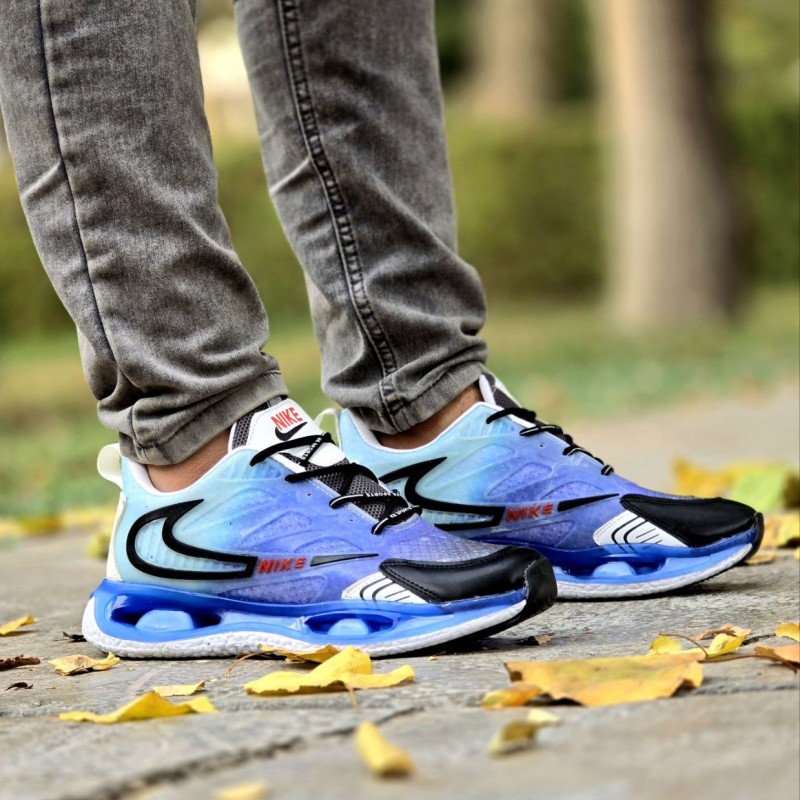 بمب تخفیف امروز کفش کتونی اسپرت مردانه و پسرانه مدل نایک  زیره کپسولی رنگ آبی  فوق العاده خوشپا و خوش فرم با ارسال رایگان