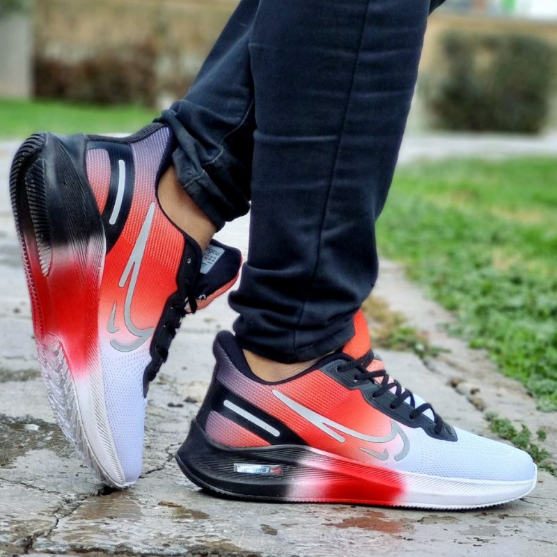 حراج فوق العاده کفش کتونی اسپرت مردانه و پسرانه مدل نایک رنگ سفید قرمز  بسیار شیک و زیبا با ارسال رایگان