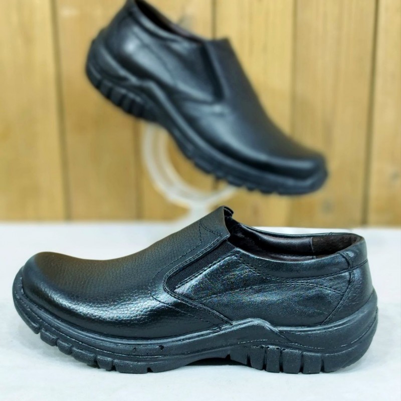 حراج فوق العاده کفش طبی چرم طبیعی مردانه رنگ مشکی خوشپا و بسیار راحت با ارسال رایگان