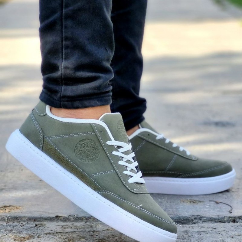 فروش فوق العاده کفش کتونی اسپرت  مردانه و پسرانه مدل ورساچه Versace  رنگ سبز زیره سفید شیک و خاص با ارسال رایگان