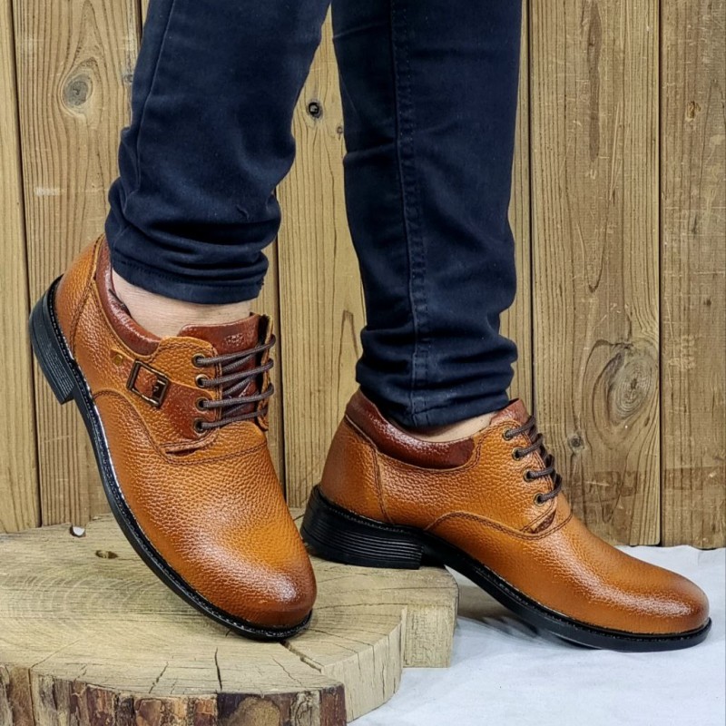 فروش باورنکردنی امروز کفش چرم طبیعی تبریز رنگ قهوه ای روشن زیره پیو راحت و سبک با ارسال رایگان