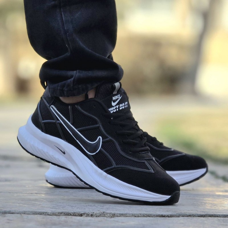 بمب تخفیف امروز کفش اسپرت پسرانه و مردانه مدل نایک رنگ مشکی زیره سفید  مناسب استفاده روزمره با ارسال رایگان