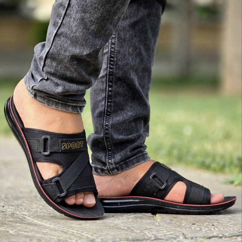 جدید ترین تخفیف این هفته  صندل دمپایی مردانه رنگ  مشکی شیک و خاص با ارسال رایگان