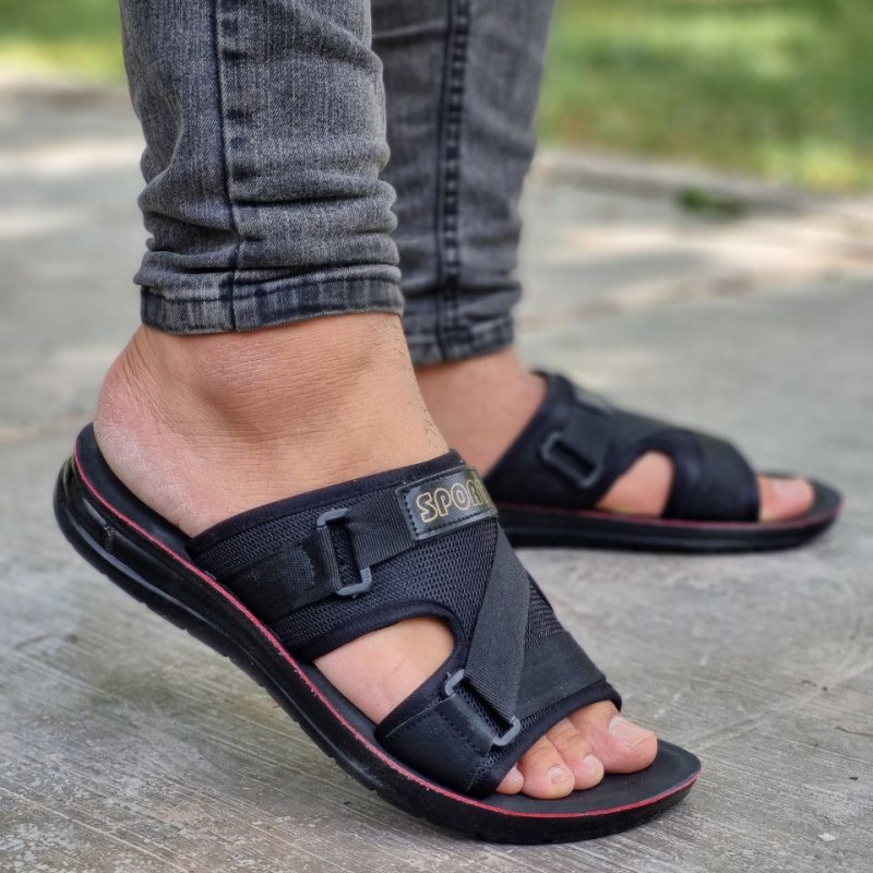 فروش خاص و جدید صندل و دمپایی  مردانه و پسرانه رنگ مشکی زیره طبی قابل شست و شو با ارسال رایگان