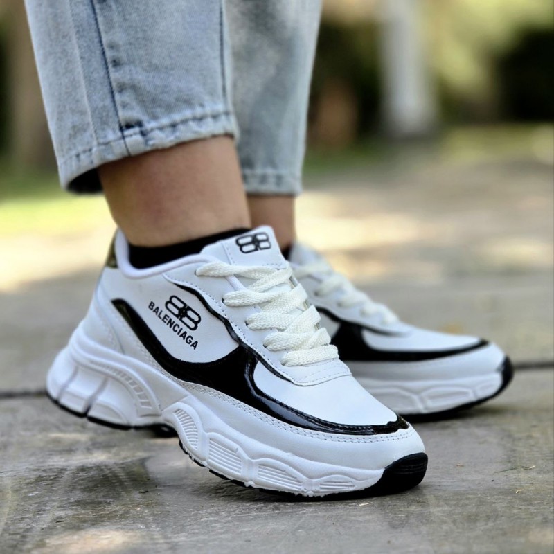 فروش عاالی کفش اسپرت زنانه دخترانه مدل  بالنسیاگا شیک و پرفروش  رنگ  سفید مشکی  با ارسال رایگان