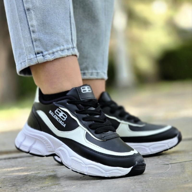 تخفیف آخر هفته  کفش اسپرت زنانه دخترانه مدل  بالنسیاگا منحصر به فرد و زیبا   رنگ  مشکی سفید  با ارسال رایگان