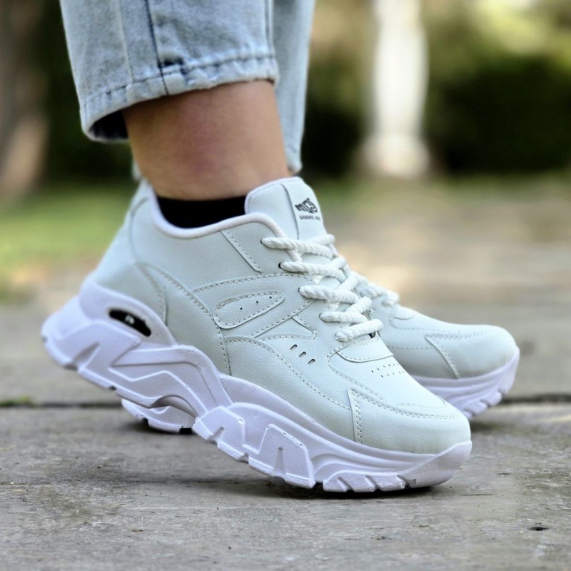 فروش استثنایی کفش کتونی اسپرت دخترانه و زنانه مدل فشیون رنگ سفید تمام جذاب و زیبا با ارسال رایگان