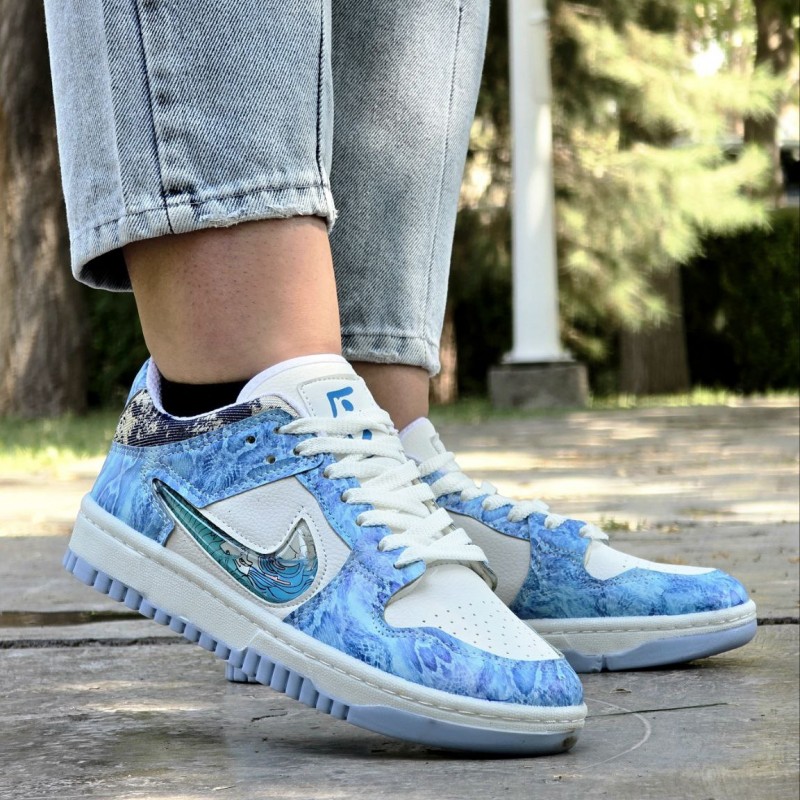 تخفیف فوق العاده ست کفش  اسپرت مردانه زنانه مدل نایک دراگون شیک و خوش پا رنگ سفید آبی با ارسال رایگان