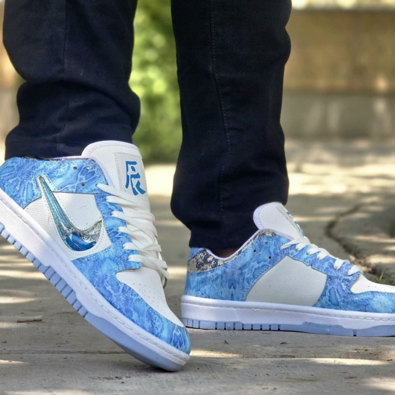 حراج ویژه ست کفش  اسپرت مردانه زنانه مدل نایک دراگون پرطرفدار و خوش پا رنگ سفیدآبی  با ارسال رایگان