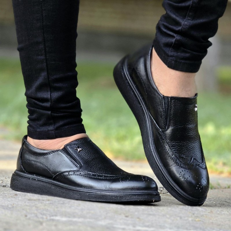 حراج بی نظیر کفش چرم طبیعی تبریز مردانه بادوام و به روز رنگ مشکی با ارسال رایگان