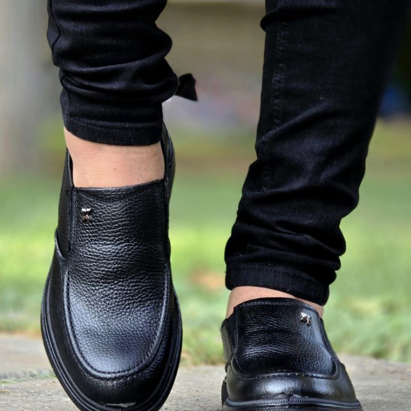 فروش جذاب کفش چرم طبیعی تبریز مردانه ویژه و خاص رنگ مشکی با ارسال رایگان