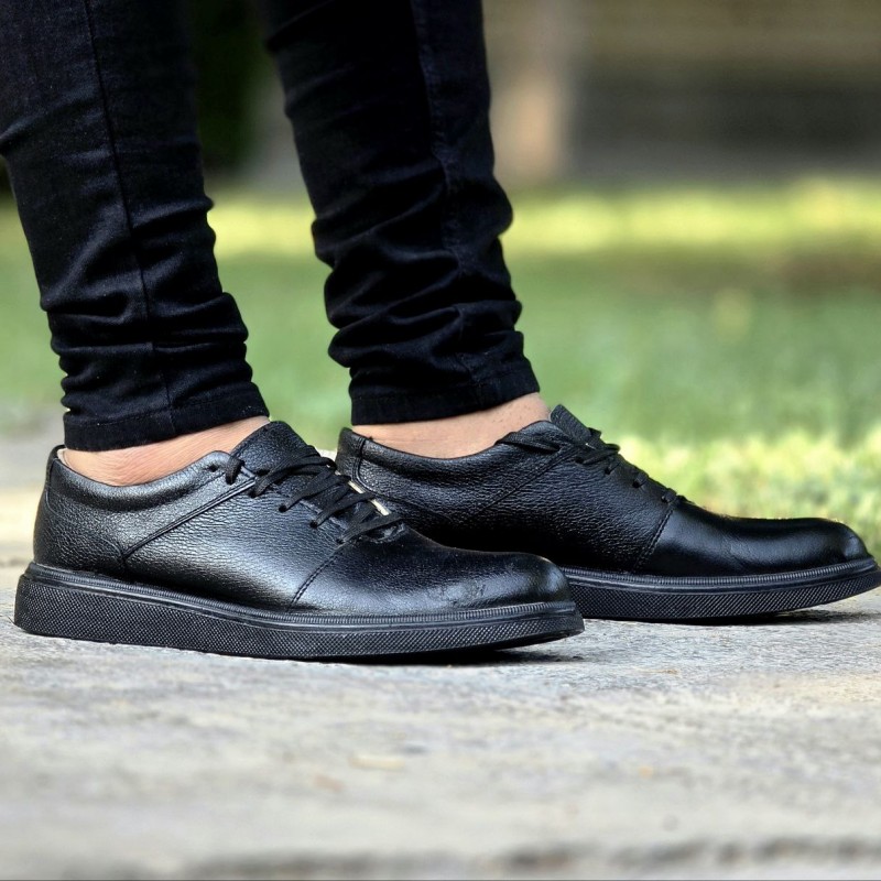 فروش عالی کفش چرم طبیعی تبریز مردانه راحت و خوشپا رنگ مشکی با ارسال رایگان