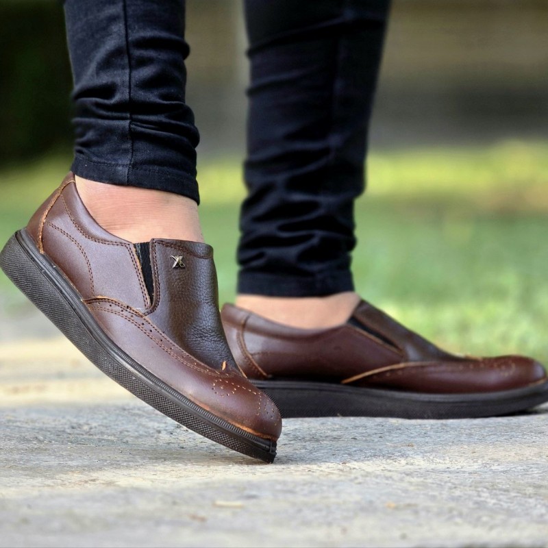 فروش شگفت انگیز کفش چرم طبیعی تبریز مردانه باکیفیت عالی  رنگ قهوه ای با ارسال رایگان