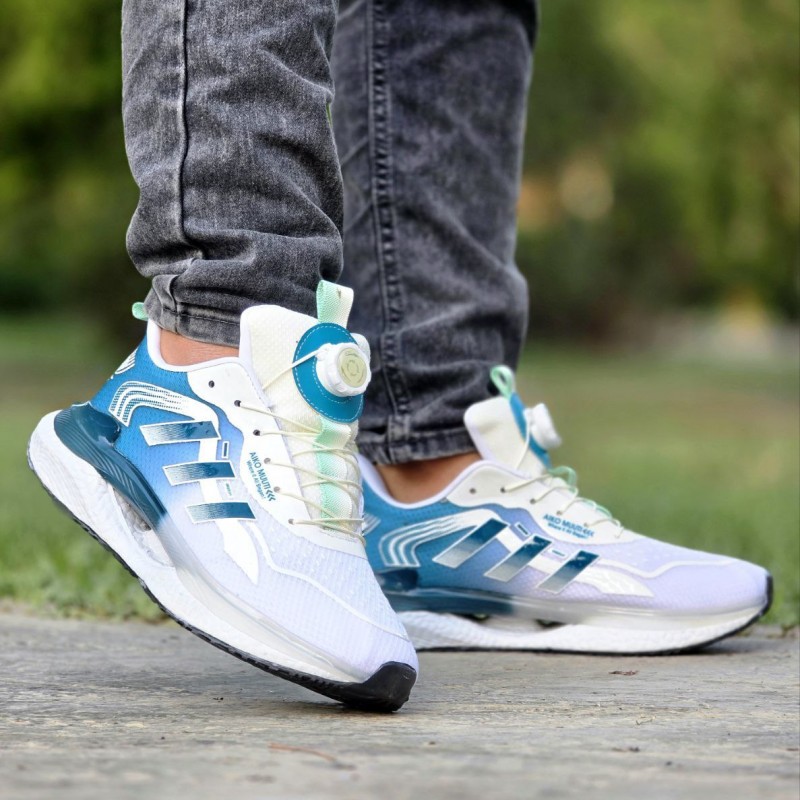 حراجی این هفته کفش کتونی اسپرت مردانه و پسرانه مدل ادیداس اسپیسر  زیبا و باکیفیت رنگ سفید آبی  با ارسال رایگان