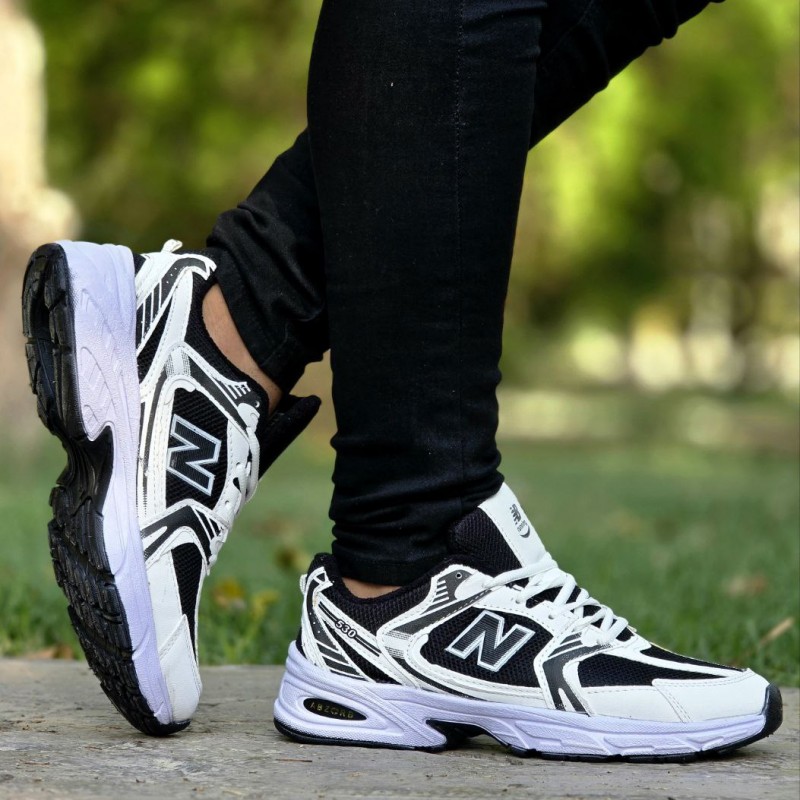 حراااااجی کفش کتونی اسپرت مردانه و زنانه مدل نیوبالانس 530  شیک و به روز رنگ سفید مشکی با ارسال رایگان