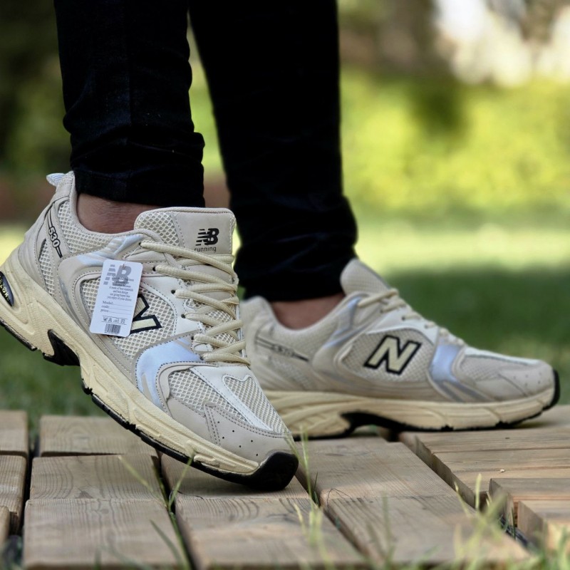 فروش عالی کفش کتونی اسپرت مردانه و زنانه مدل نیوبالانس 530 شیک و جذاب رنگ کرمی با ارسال رایگان