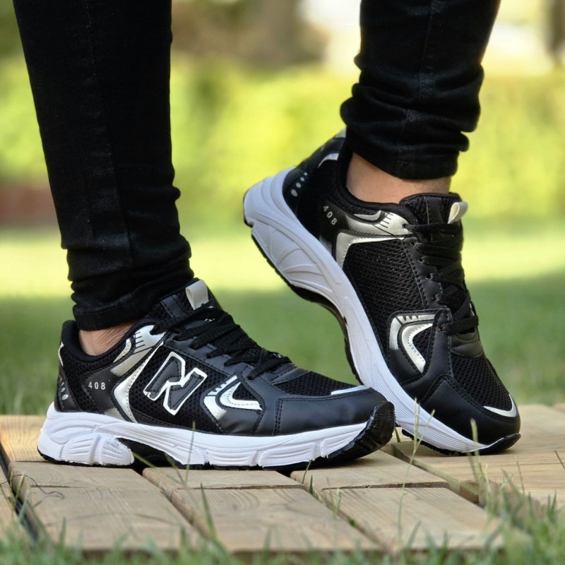 فروش بی نظیر کفش کتونی اسپرت مردانه و زنانه مدل نیوبالانس 408 خاص و باکیفیت رنگ مشکی سفید با ارسال رایگان