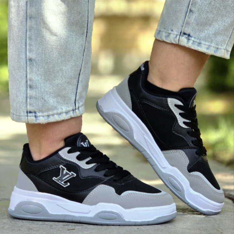 حراااااج  کفش کتونی اسپرت ونس زنانه دخترانه مدل لوییس ویلتون جدید رنگ مشکی طوسی با ارسال رایگان