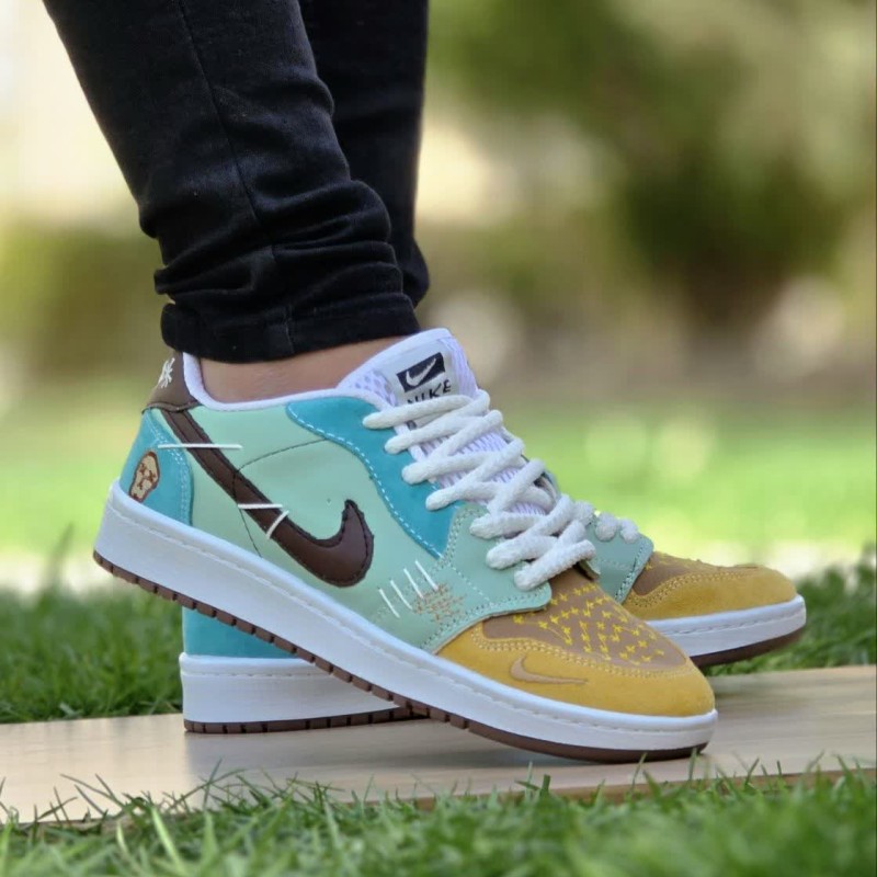 آفر ویژه کفش کتونی ونس اسپرت مردانه و پسرانه مدل نایک جردن وودو (Nike Jordan Voodoo) ترند بازاررر رنگ زرد سبز آبی  با ارسال رایگان