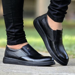 فروش جذاب کفش چرم طبیعی تبریز مردانه ویژه و خاص رنگ مشکی با ارسال رایگان