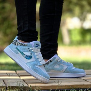 فروش بی نظیر ست کفش اسپرت مردانه زنانه مدل نایک دراگون Nike Dragon سبک و مقاوم رنگ آبی سفید با ارسال رایگان