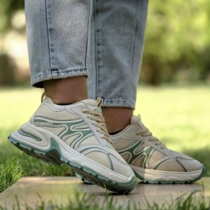 حراج استثنایی کفش کتونی اسپرت دخترانه و زنانه مدل مکس بادوام و ترند رنگ کرم و سبز  با ارسال رایگان