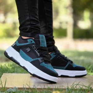 فرووش وااقعی کفش کتونی اسپرت مردانه و پسرانه مدل Amiri (امیری) ترند و خوشپا رنگ مشکی سبز با ارسال رایگان