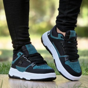 فرووش وااقعی کفش کتونی اسپرت مردانه و پسرانه مدل Amiri (امیری) ترند و خوشپا رنگ مشکی سبز با ارسال رایگان