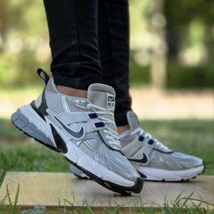 حراجی ست کفش  اسپرت مردانه زنانه مدل نایک دراگون Nike Dragon جدید و مقاوم رنگ طوسی آبی زیره سفید   با ارسال رایگان