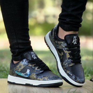حراجی ست کفش  اسپرت مردانه زنانه مدل نایک دراگون Nike Dragon جدید و مقاوم رنگ طوسی آبی زیره سفید   با ارسال رایگان