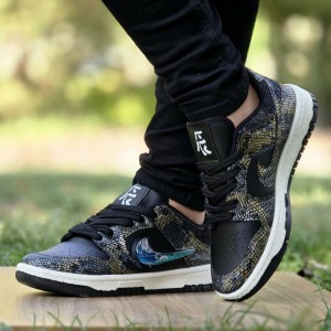 حراجی ست کفش  اسپرت مردانه زنانه مدل نایک دراگون Nike Dragon جدید و مقاوم رنگ طوسی آبی زیره سفید   با ارسال رایگان