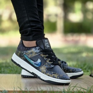 حراجی ست کفش  اسپرت مردانه زنانه مدل نایک دراگون Nike Dragon جدید و مقاوم رنگ طوسی آبی زیره سفید   با ارسال رایگان