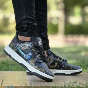 حراجی ست کفش  اسپرت مردانه زنانه مدل نایک دراگون Nike Dragon جدید و مقاوم رنگ طوسی آبی زیره سفید   با ارسال رایگان