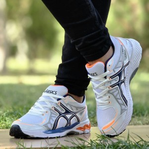 تخفیف ویژه کفش کتونی اسپرت مردانه و پسرانه مدل اسیکس مقاوم و عالی رنگ سفید آبی  با ارسال رایگان