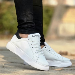 آفرررر ویژه کفش کتونی اسپرت ونس مردانه مدل برشکا Bershka  جدید و پر فروش  رنگ سفید تمام با ارسال رایگان