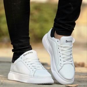 آفرررر ویژه کفش کتونی اسپرت ونس مردانه مدل برشکا Bershka  جدید و پر فروش  رنگ سفید تمام با ارسال رایگان