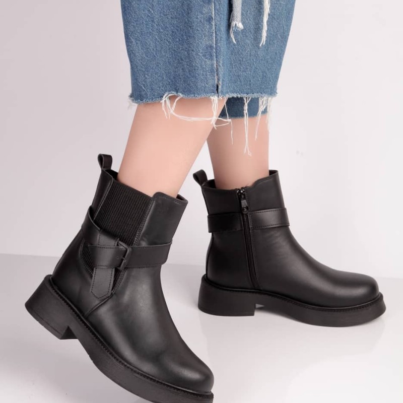 بوت بغل کبریتی زیپ دار گره ای