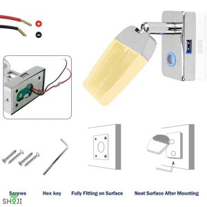 چراغ مطالعه دیواری + شارژر USB کمپر و کاروان SH-1208