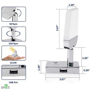 چراغ مطالعه دیواری + شارژر USB کمپر و کاروان SH-1208