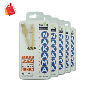 خرید عمده کابل شارژر اصلی شوجی مدل:SH-1018 لایتنینگ آیفون با روکش بافته شده و سوکتهای طلایی