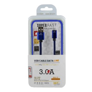 کابل شارژ کوتاه 30سانتی پاوربانکی با روکش بافته تایپ سی | TYPE-Cشوجی SH-1055+سیم شارژر رنگی|بهترین شارژر تایپ سی |کابل کوتاه فست شارژ