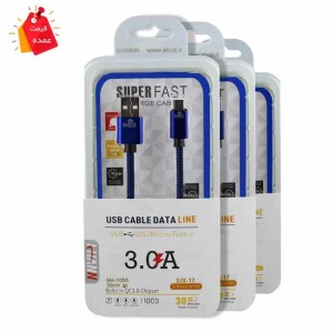 خرید عمده کابل شارژ  میکرو یو اس بی ( اندروید ) کوتاه 30سانتی پاوربانکی با روکش بافته رنگی شوجی SH-1055