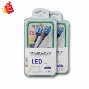 خرید عمده کابل شارژر میکرو USB اندروید رنگی قطع کن دار هوشمند MUSTANG | موستانگ با نشانگر LED شوجی SH-1084
