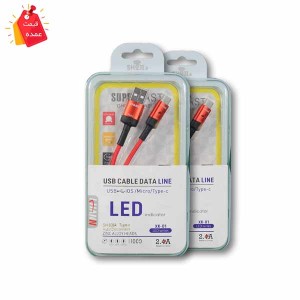خرید عمده کابل شارژر تایپ سی | TYPE-C رنگی قطع کن دار هوشمند MUSTANG|موستانگ با نشانگر LED شوجی SH-1084