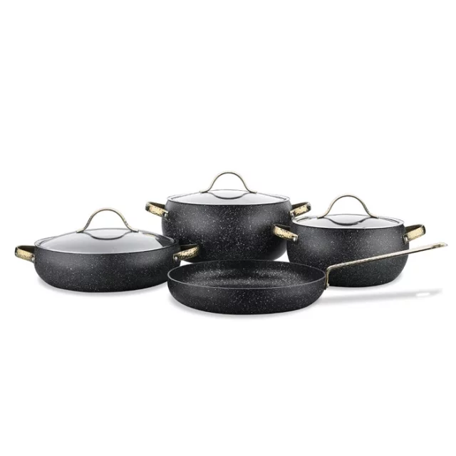 سرویس قابلمه 7 پارچه گرانیتی کرکماز مدل بریلا A2610 ا KORKMAZ Berilla 7 Piece Cookware Set A2610